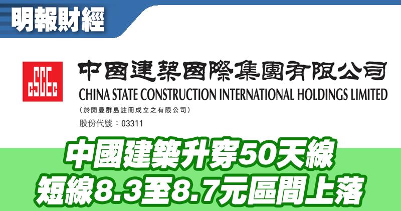 【有片：選股王】中國建築升穿50天線 短線8.3至8.7元區間上落