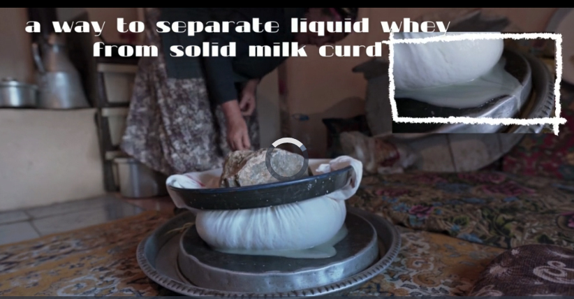 A way to separate liquid whey from solid milk curd (canva video illustration)